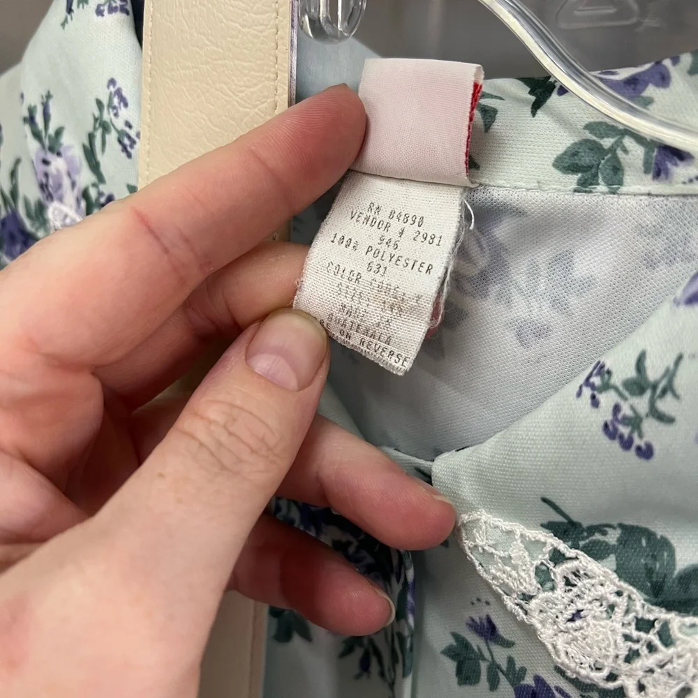 Vintage Haband Floral Knee Length Dress - Mint and Lavender - Picture 2 of 6